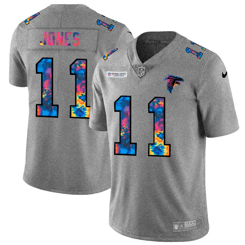 NFL Atlanta Falcons #11 Julio Jones Men Nike MultiColor 2020  Crucial Catch  Jersey Grey